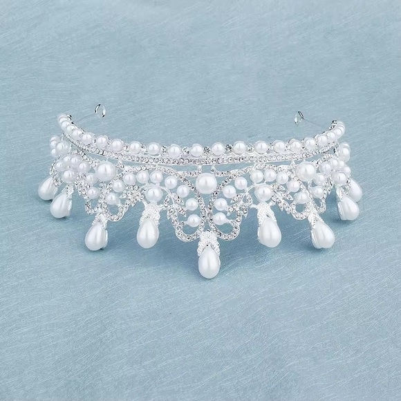 Pearl Tiaras and Crowns for Women Silver Color Crystal Bridal Hair accessories